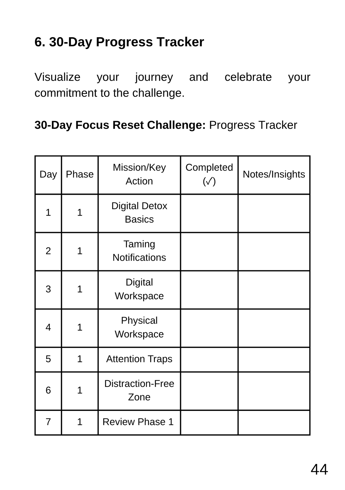 30-Day Progress Tracker