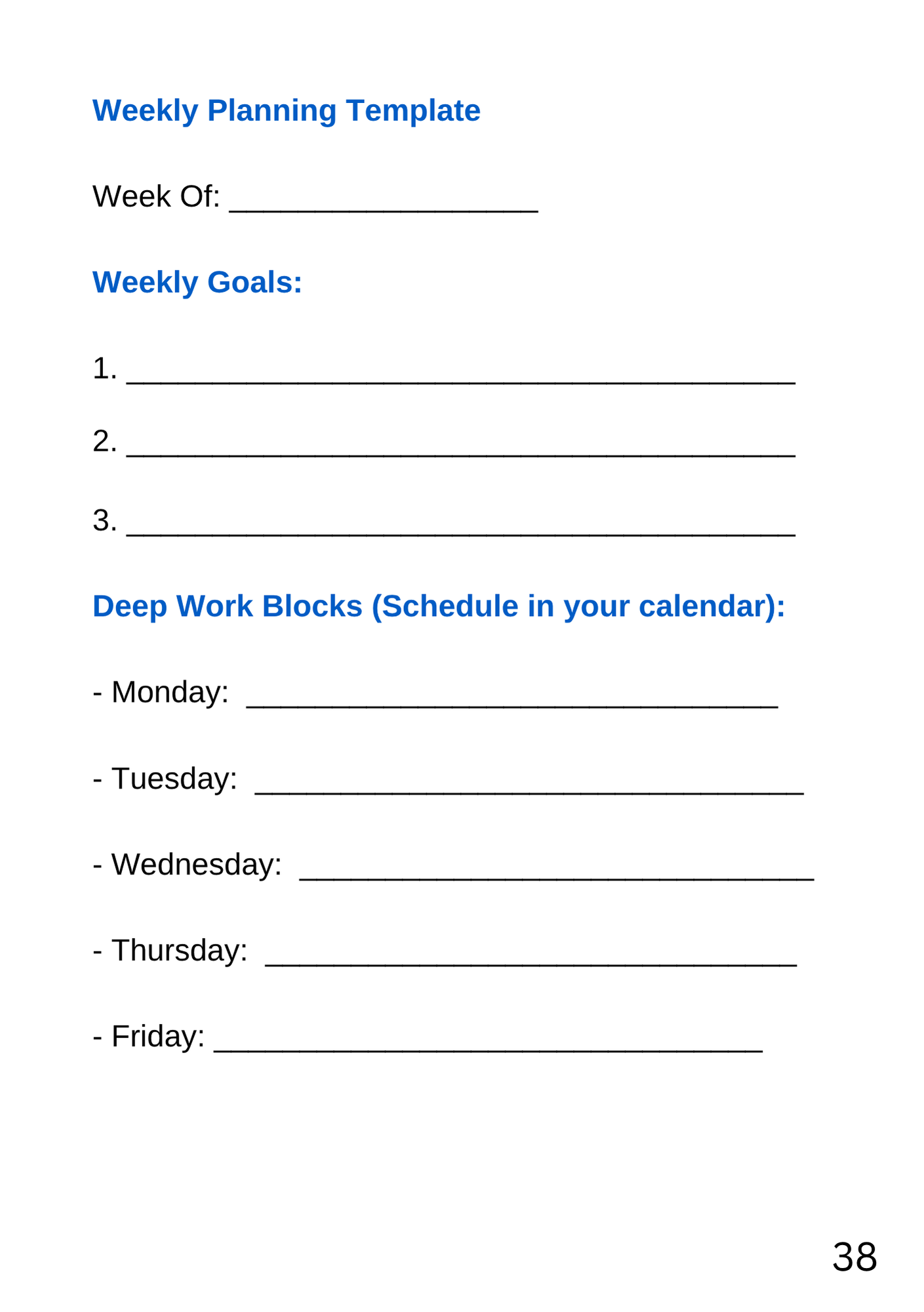 Weekly Planning Template